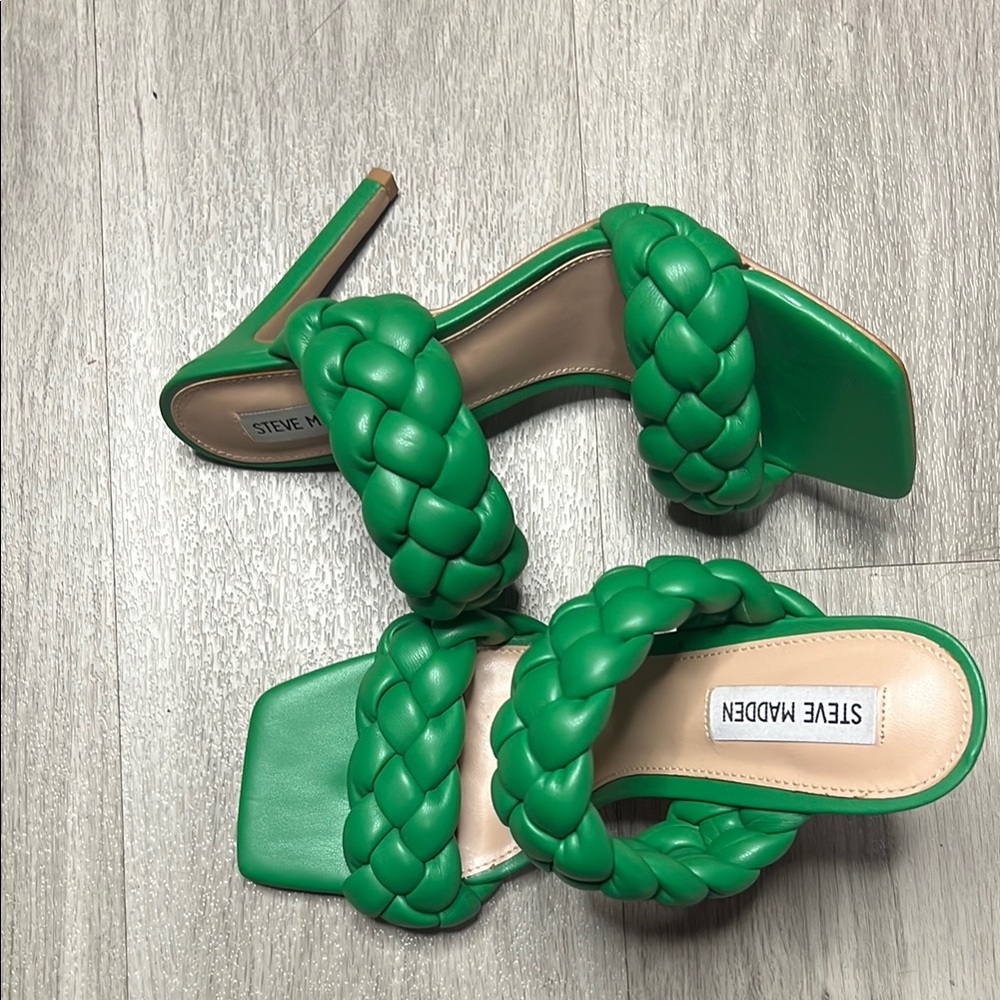Steve Madden Green Braided Heels